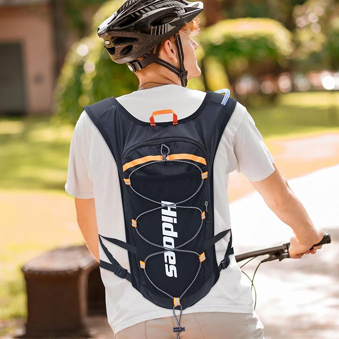 Hydration Backpack with 2L Hydration Bladder, Touch Phone Pocket, Compass, Whistle, Lightweight Breathable Reflective Running Water Backpack for Hiking Hydration Pack for Running Cycling