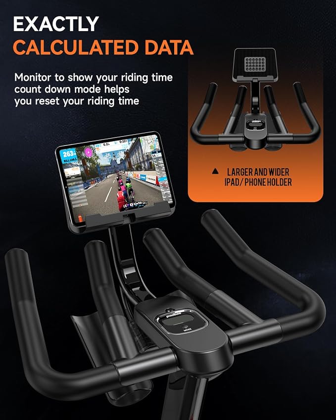 pooboo Exercise Bike, Adjustable Magnetic/Brake Pad Resistance Silent Belt Drive, Indoor Cycling Bike for Home Cardio, Fitness Stationary Bike with 350lbs/300lbs Weight Capacity &Upgraded Version Seat