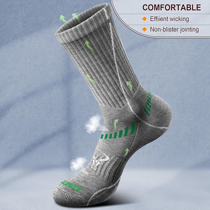 BULLIANT Compression Socks for Men 6Pairs, Athletic Crew Socks Cushioned For Men Sports Running-Arch Support