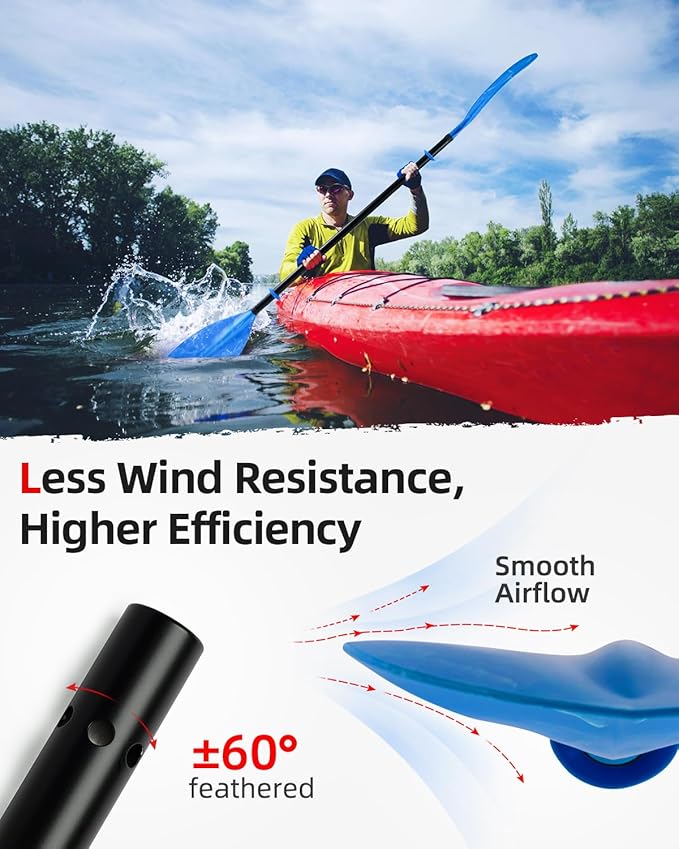 Abahub Adjustable Kayak Paddle 210-230 cm/ 230-250 cm Floating Kayaking Oars Boating Oars Canoeing Oars Black