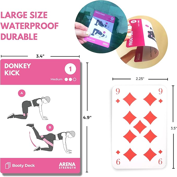 Arena Strength Workout Cards - Instructional Fitness Deck for Booty Band Workouts, Beginner Fitness Guide for Resistance Band Training Exercises at Home. Includes Workout Routines.