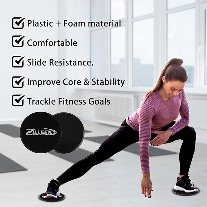 ZILLEEN Exercise Sliders for Working Out Fitness Discs for Pilates Women Men, 2 Pack