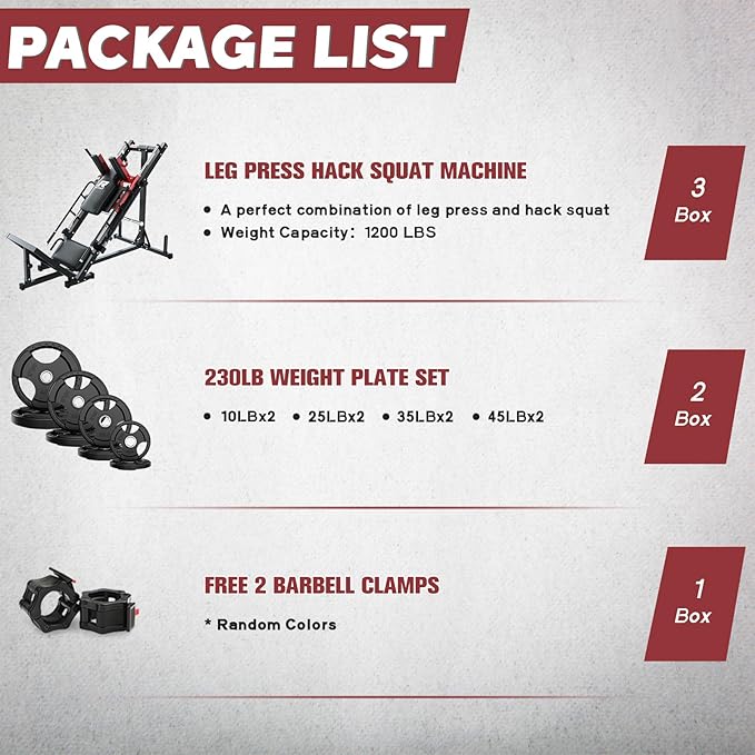 RitFit Adjustable Leg Press and Hack Squat Machine with Weight Plate Set, Professional Home Gym Equipment with Linear Bearings, Specialized for Complete Lower Body Workouts and Weight Storage Posts