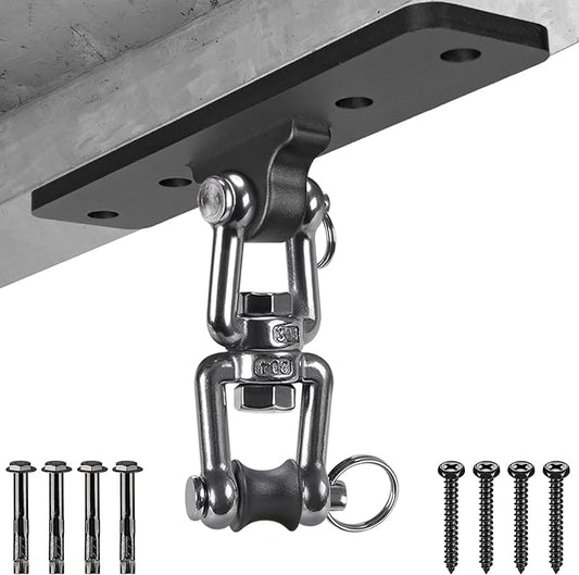 Heavy Bag Hanger, Punching Bag Ceiling Mount Hanger, 360° Rotation Hook for Boxing, MMA, Aerial Yoga, Hammock, and More, 600 LB Capacity