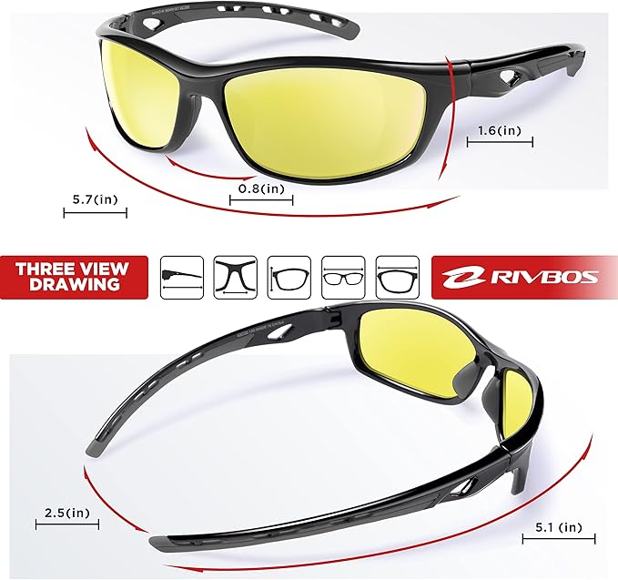 RIVBOS Sunglasses for Men Women Polarized UV Protection Sports Fishing Driving Shades Cycling RB833