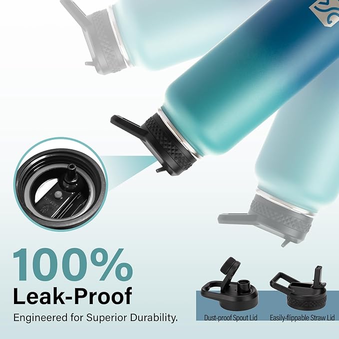 Insulated Water Bottle | Thickened Stainless Steel Vacuum Metal | Portable Sports Water Jug for Gym and Hiking with Straw, Carrier Bag, Handle Strap | BPA-Free 40 oz