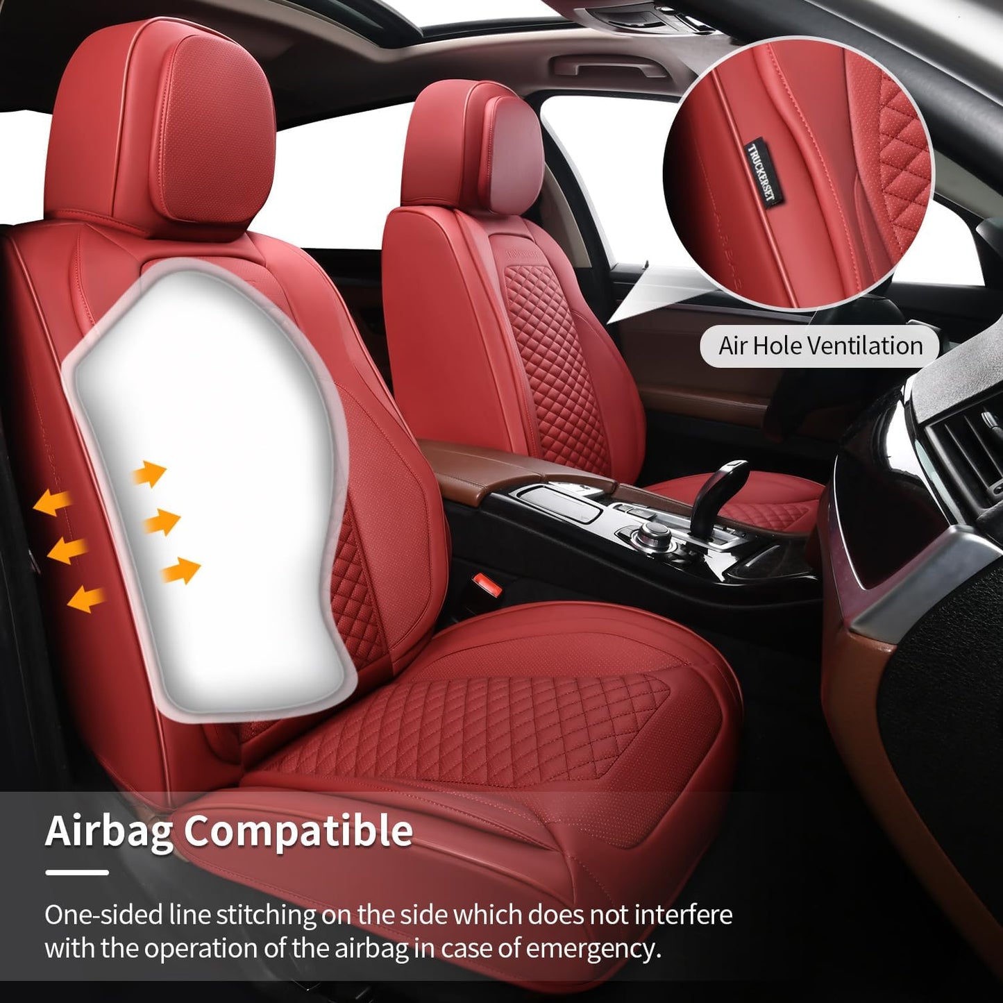 2 Packs Car Seat Covers Leather Car Seat Covers Universal Seat Covers for Car, SUV,Truck (Burgundy)