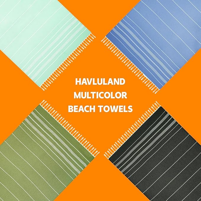 HAVLULAND 6 Packs Oversized Stripe Turkish Beach Towel 72"x40" Thin Quick Dry Sand Free Pool Bath Swim Towels Extra Large XL Clearance Blanket Adult Travel Vacation Essentials (Fuchsia)