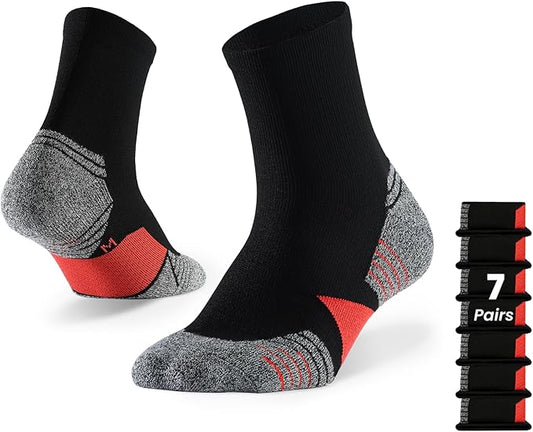 WANDER Men's Athletic Ankle Socks 6-7 Pairs Sports Moisture-wicking Running Basketball Cycling Socks 6-9/10-12/12-14