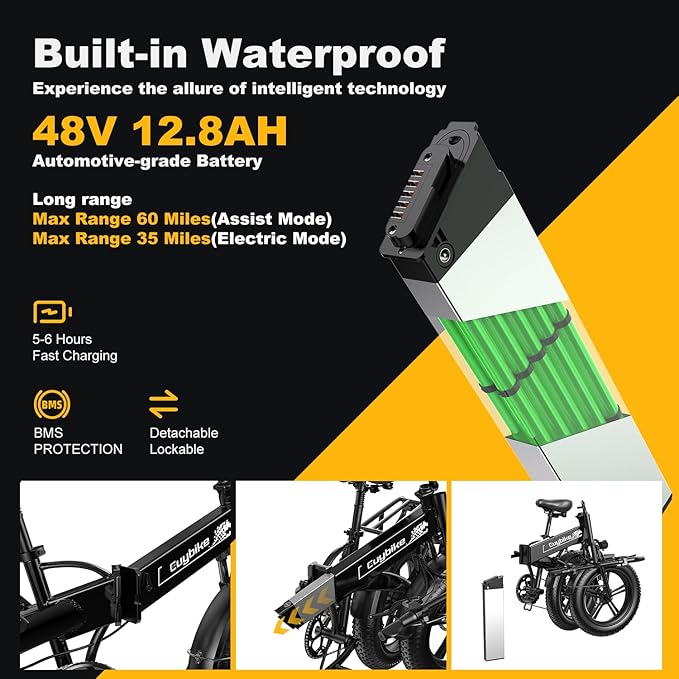 1000W Folding Electric Bike, 48V 20AH Large Removable Battery E Bike,30+MPH, 80 Miles Max Range, 20" Fat TireElectric Bike for Adults, Adult Electric Bicycles for CommuteBeach Snow