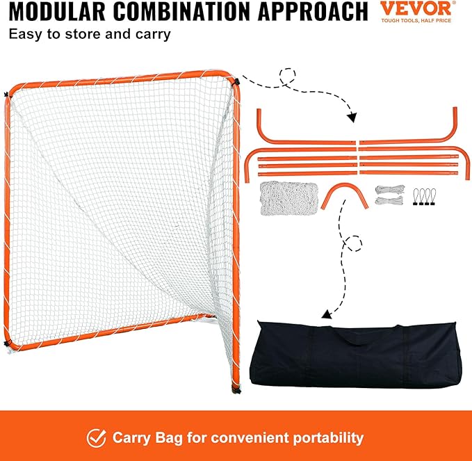 VEVOR Portable Lacrosse Goal - Complete Training Accessory Set with Extended Coverage for Youth and Adults