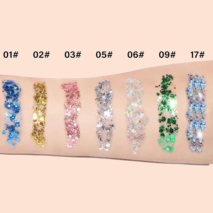 Body Face Glitter Makeup for Kids Women, Sparkly Chunky Hair Glitter, Mermaid Birthday Decorations Rave Outfits for Women (Mermaid Glitter)