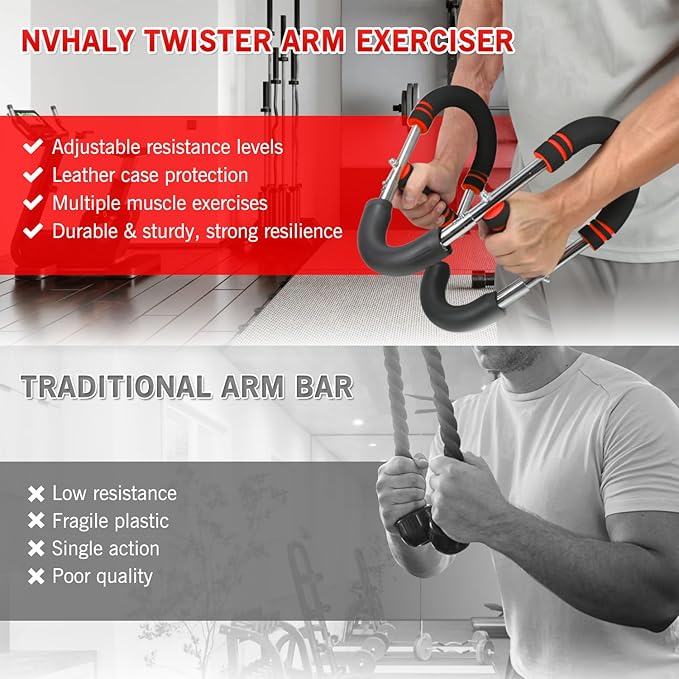 Twister Arm Trainer - Adjustable 60-100lbs Resistance Arm & Chest Workout Equipment for Home Gym Fitness , Arm Strengthener for Men, Power Twister Bar for Biceps, Forearm & Shoulder Training