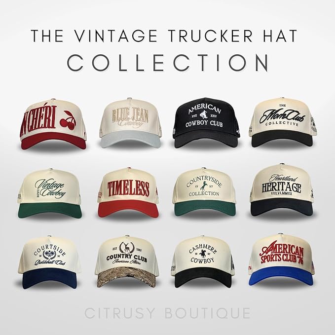 Vintage Sport Trucker Hat | Men & Women | Trendy Pickleball Golf Hats Men | American Cute Country Western | Cotton | Snapback