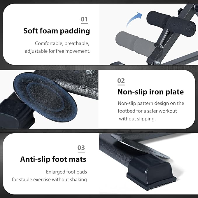 SogesPower Roman Chair Back Extension Machine, Hyperextension Bench for Hamstring,Adjustable and Foldable Exercise Equipment for Home Gym