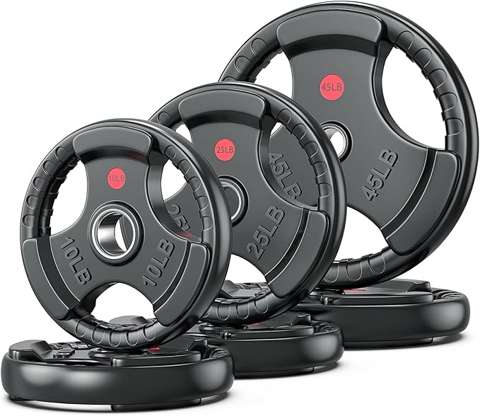 XDDIAS Rubber Weight Plates for Barbell, 2-Inch Olympic Grip Plate for Strength Training, Weightlifting and Bodybuilding in Home & Gym, Solid Cast Iron Weight Plates Pair and Sets