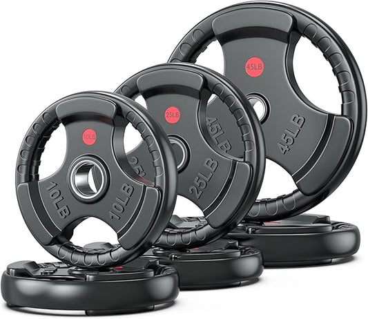 XDDIAS Rubber Weight Plates for Barbell, 2-Inch Olympic Grip Plate for Strength Training, Weightlifting and Bodybuilding in Home & Gym, Solid Cast Iron Weight Plates Pair and Sets