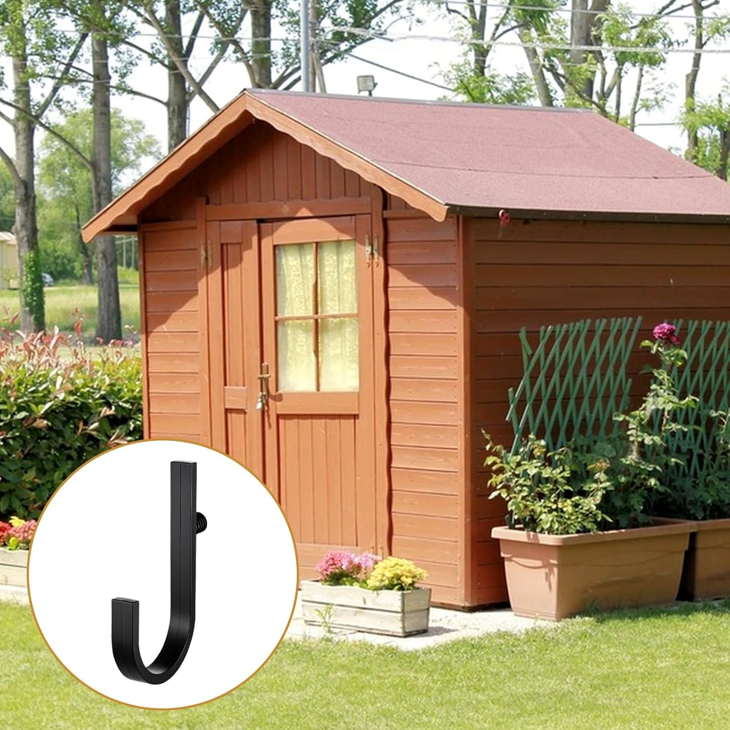 6Pcs Shed Hooks Compatible with Suncast/Craftsman Shed, J-Shape Sheds Shelves Storage Organization Accessories for Garden Garage Hanging Sheds Organization Supplies