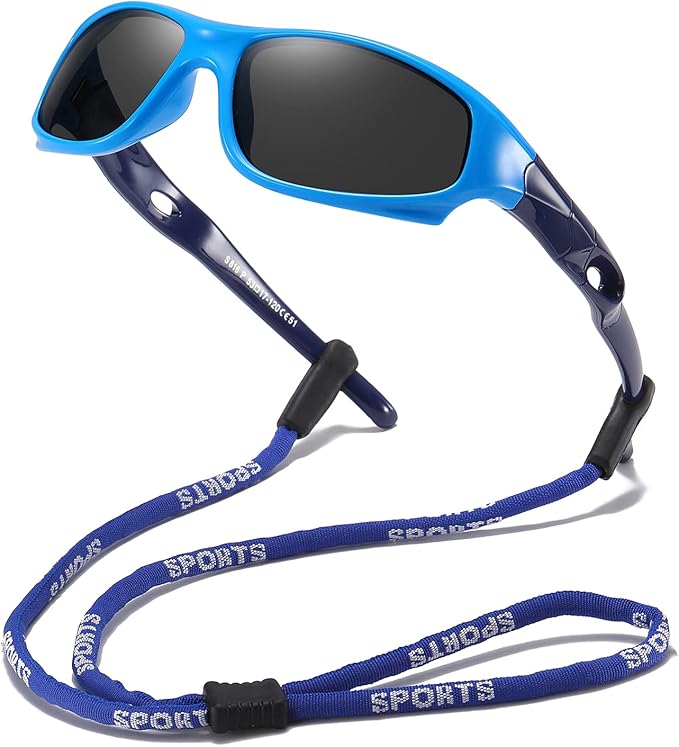 DYLB 3 Pack Flexible Kids Polarized Sunglasses For Boys Girls With Strap, Sport Sunglasses for Children Age 3-10.