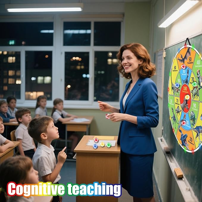 30 Inch LED Dart Board Kids Game,12PCS Sticky Balls,Indoor/Outdoor Sports Carnival Yard Party,Suitable for 3 4 5 6 7 8 9 10 11 12 Years Old Boys and Girls Birthday Gifts Dinosaur Toys