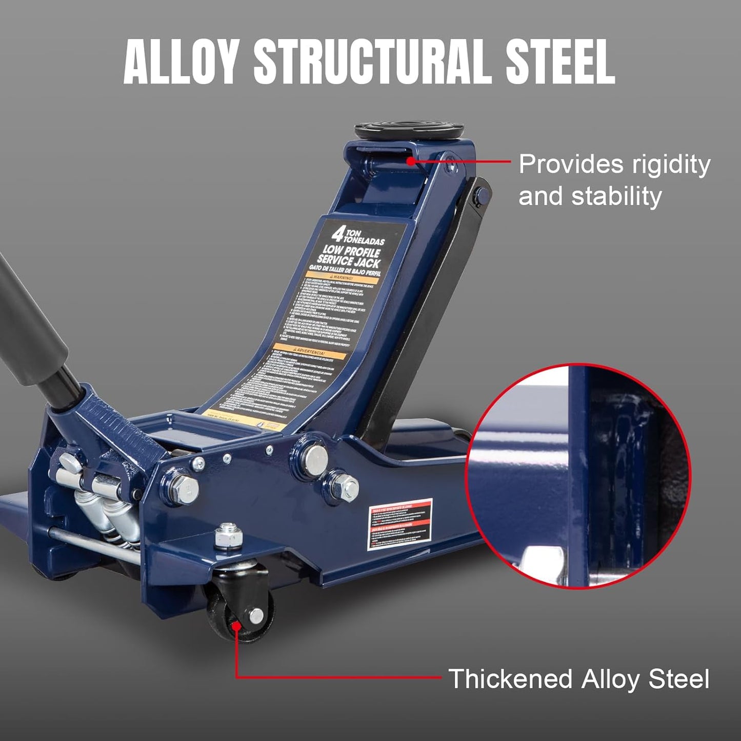 TCE Hydraulic Floor Jack with Dual Quick Lift Pump, 4 Ton (8,000 lb) Capacity, Lifting Range 3.94"- 20", Blue