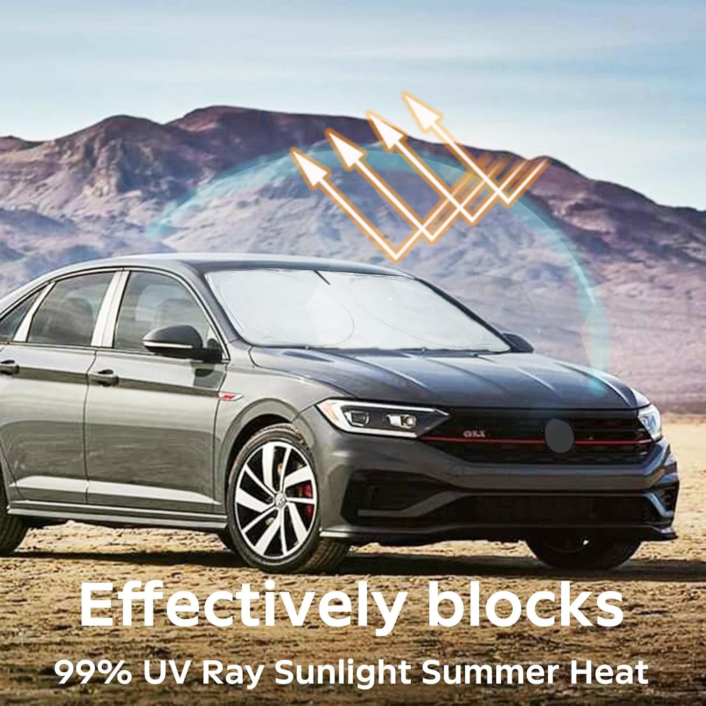 INSAUTO for VW Jetta 2020 Windshield Sun Shade Sunshade 2 Layers Front Window Shield for 2019-2026 Volkswagen Jetta Windshield Cover 210T Reflective Custom Fit Sun Visor Blocks UV Ray Car Accessories