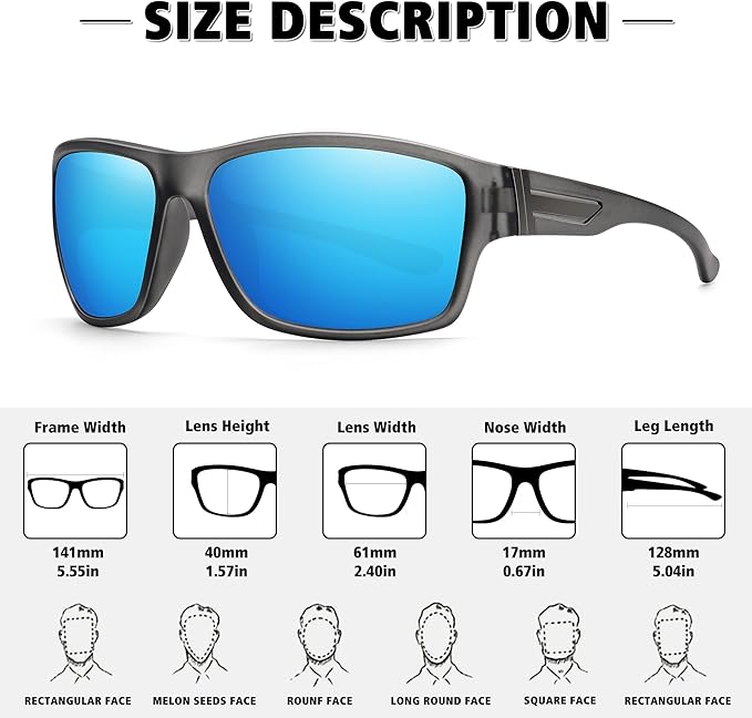 STORYCOAST Polarized Sports Sunglasses for Men Women Unbreakable Frame Cycling Fishing Driving