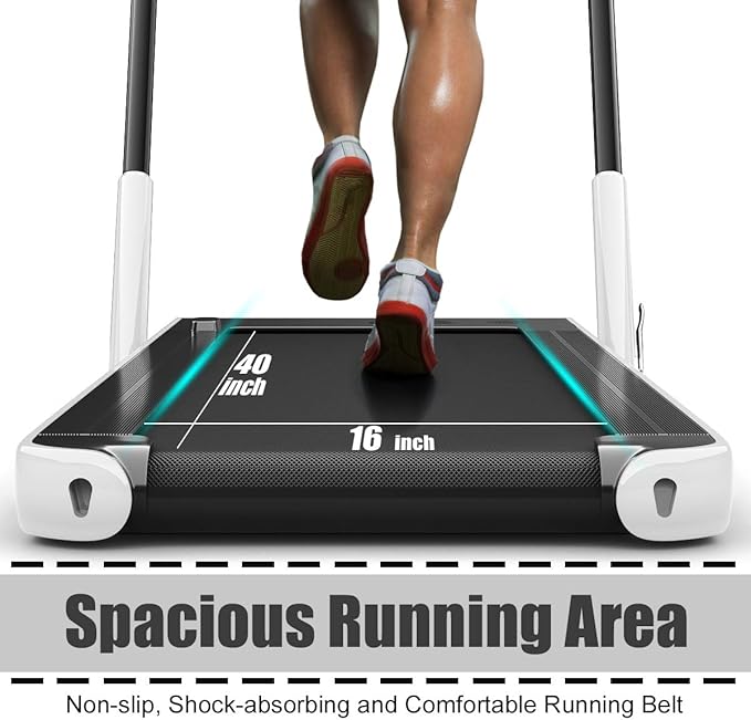 GYMAX Walking Pad, 2 in 1 Free Installation Under Desk Treadmill with Smart App, Remote Control & LED Display, 2.25HP Foldable Portable Compact Running Machine for Small Spaces Home Office