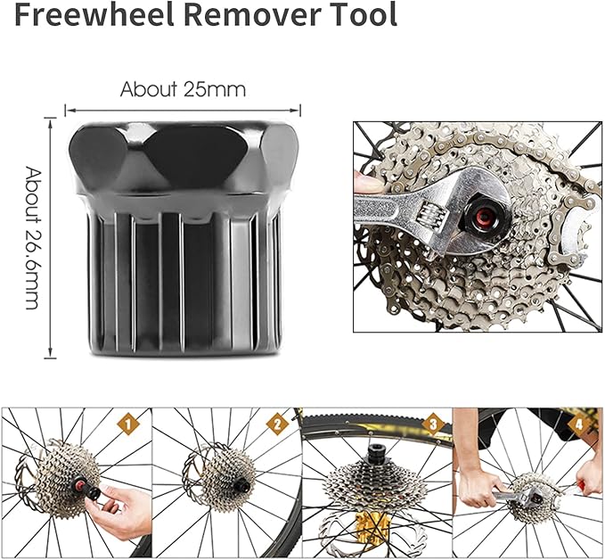 6 Pcs Bicycle Repair Tools Kit, Bike Cassette Removal Tool, Sprocket Removal Tools Sprocket Remover for Mountain Bike, Road Bike