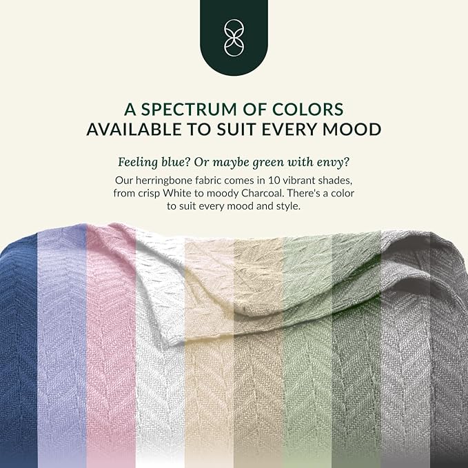 Herringbone Cotton Twin Blanket for Couch, Bed,Sofa, Home Decor, Soft, Lightweight, All-Season Bed Blanket, 68 x92, Seafoam Green