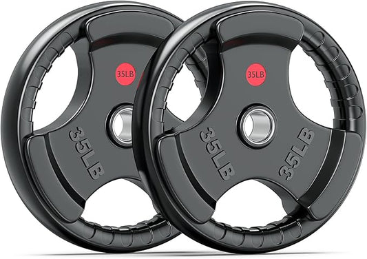 XDDIAS Rubber Weight Plates for Barbell, 2-Inch Olympic Grip Plate for Strength Training, Weightlifting and Bodybuilding in Home & Gym, Solid Cast Iron Weight Plates Pair and Sets