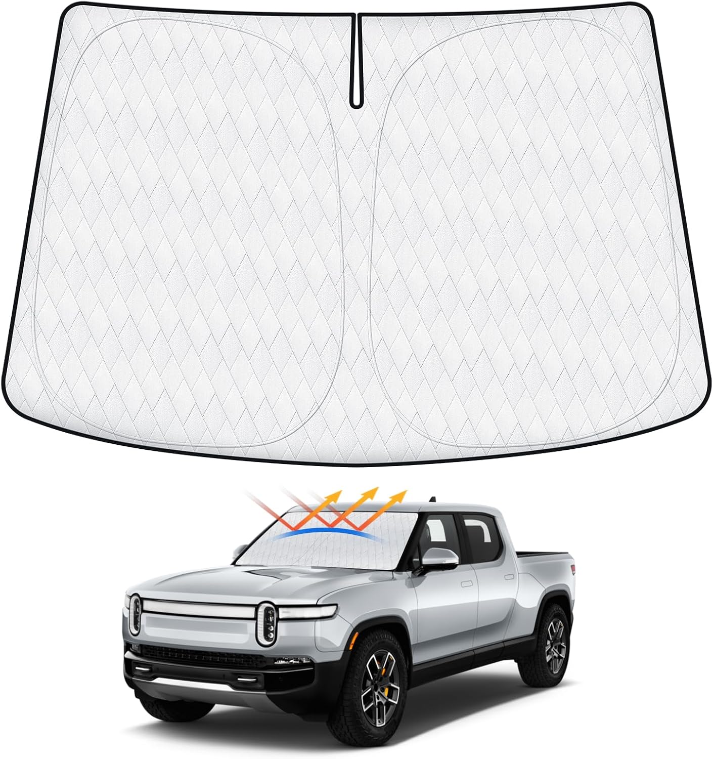 Cartist 5-Layer Windshield Sun Shade Custom Fit for Rivian R1T 2022-2025 2026 Accessories Foldable Car Front Window Sunshade Sun Visor Protector