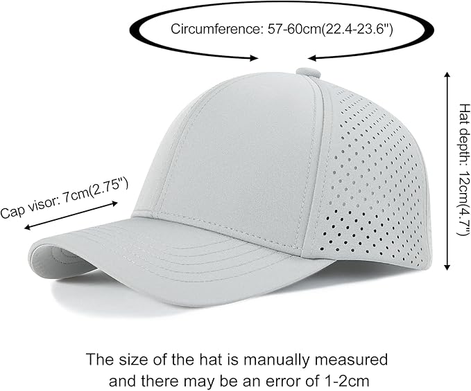 VOBOOM Men Quick Dry Baseball Cap Laser Cut Mesh Ball Curved Brim Snapback Hat