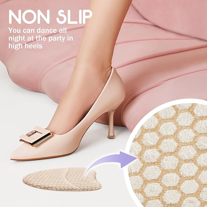 Metatarsal Pads for Women, Ball of Foot Cushions, Heel Inserts, High Heel Comfort Pads (2 Pairs), Anti Slip, Invisible Design