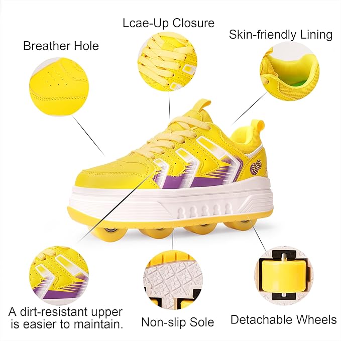 Roller Skate Shoes & Sneakers with Wheels, Outdoor Roller Skates for Girls Boys, Shoes with Wheels for Christmas Birthday Gift