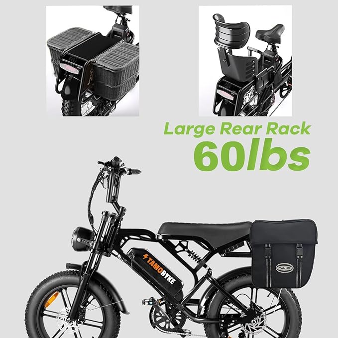 V20 4.0 Electric Bike for Adults,28/30Mph Max Speed,48V15.6Ah Battery,25-68 Miles Max Range, Dual Hydraulic Brakes Ebike,Turning Light, Electric Bike for Commute/Offroad/Rain/Snow Riding.