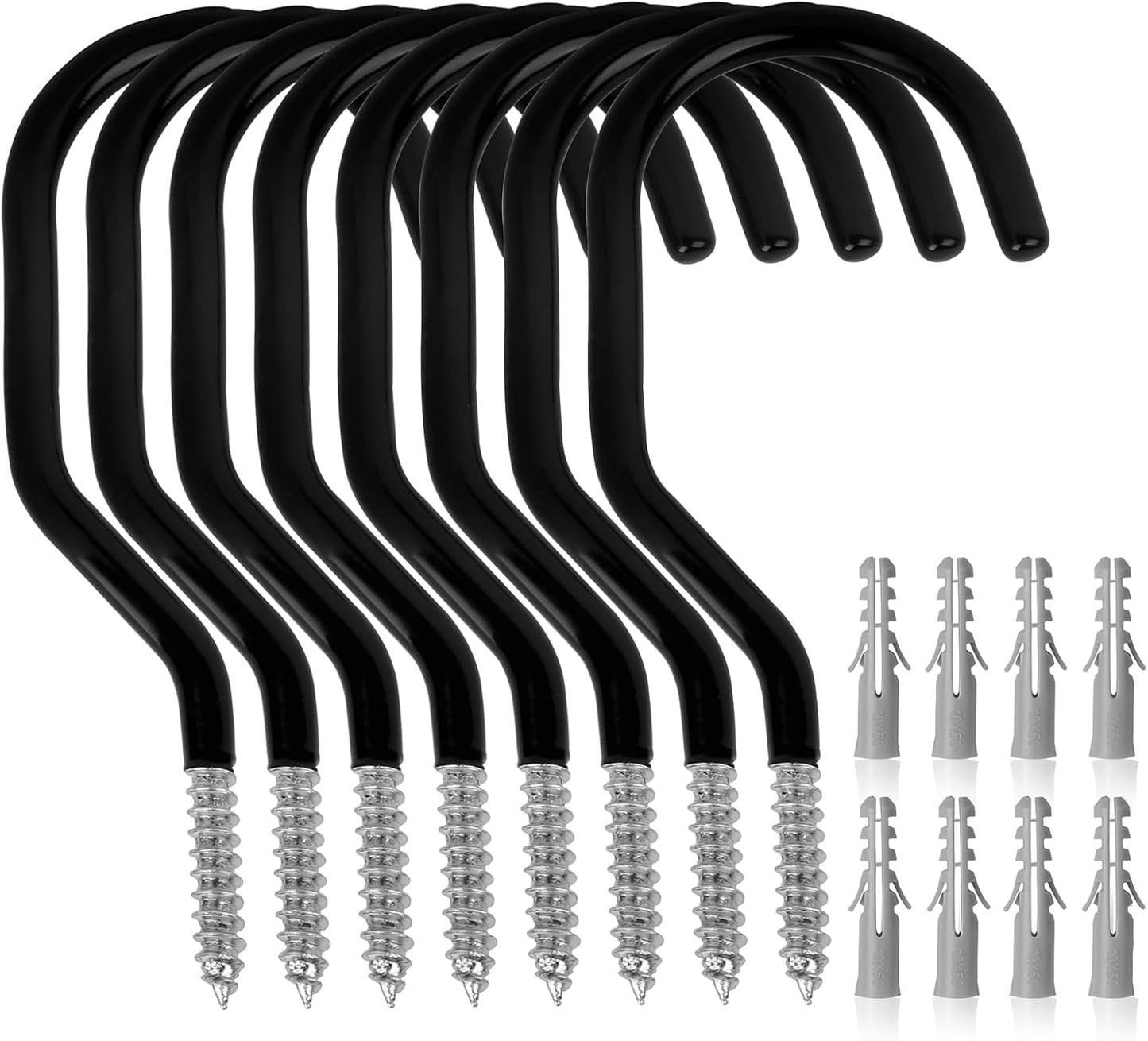 SWANLAKE 8-Piece Heavy Duty Garage Bike Hooks, 6-inch Bike Hooks for Garage Organization, Wall & Ceiling Mount Screw in Hanging Hook, Max Unit Load 100LBS Rustproof Utility Hook Bikes Hanger