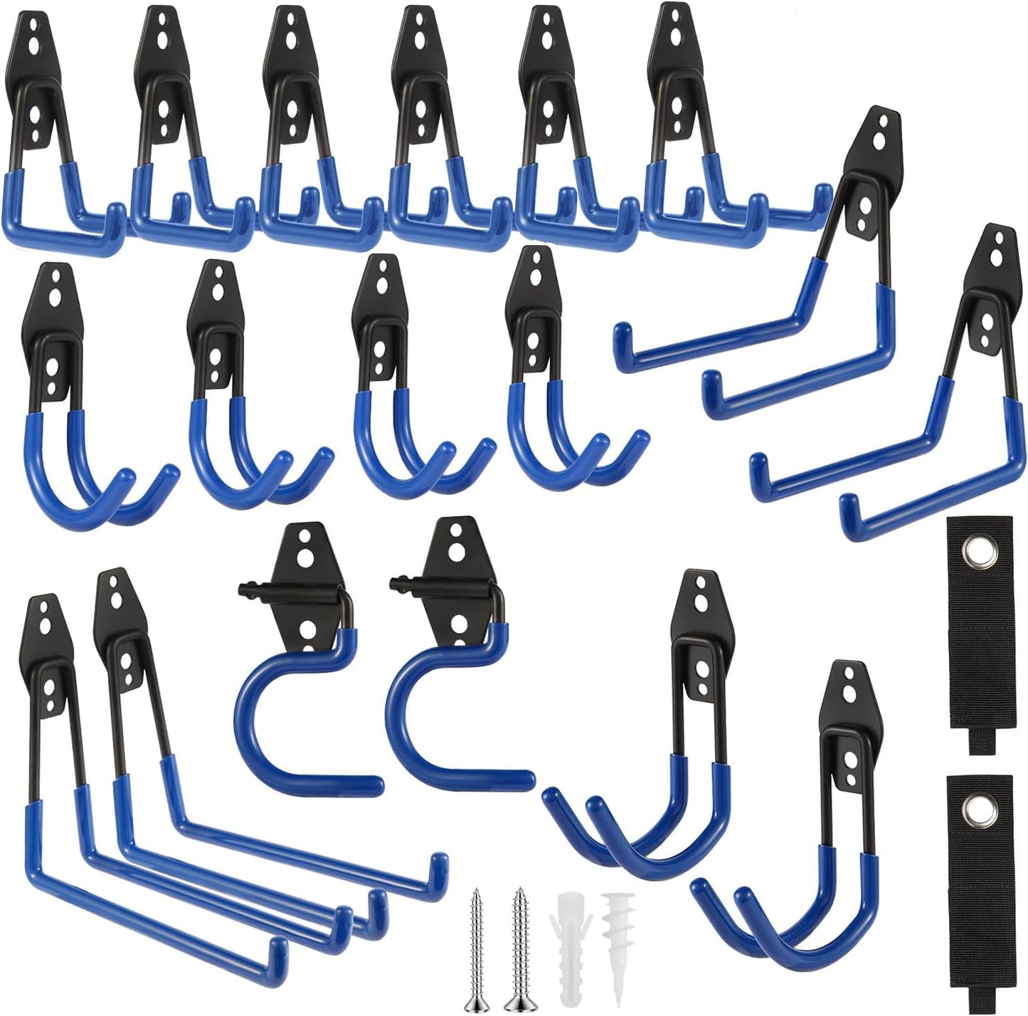 Garage Hook Heavy Duty Wall Storage Hangers, 20 Pack Garage Storage Hooks Steel Tool Blue for Ladders, Ropes, Garden Tools