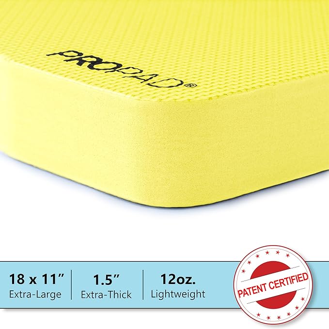 Thick Kneeling Pad, Garden Kneeler for Gardening, Bath Kneeler for Baby Bath, Kneeling Mat for Exercise & Yoga, Knee Pad for Work, Floor Foam Pad, Extra Large (XL) 18 x 11 x 1.5 Inches, Yellow