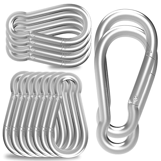 20PCS M10 Spring Snap Hook Carabiner, Heavy Duty 4'' Galvanized Steel Carabiner Clip, 770LBS Holding Capacity Spring Clips for Hammock Swing Outdoor Travel