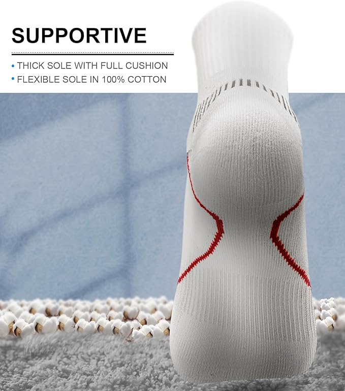 BULLIANT Compression Socks for Men 6Pairs, Athletic Crew Socks Cushioned For Men Sports Running-Arch Support