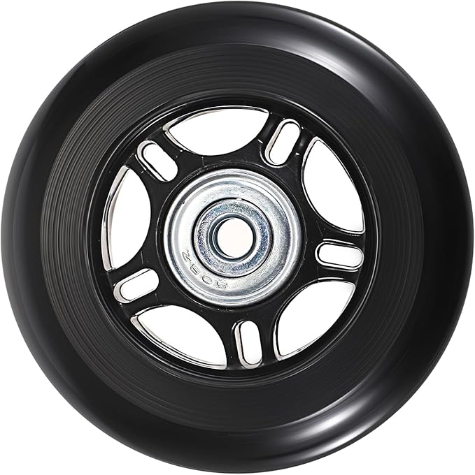 OwnMy 75mm x 23mm Luggage Wheels Replacements Set of 2 Mute Suitcase Replacement Wheels with Black Screws Axles Bearings, Rotatable Silent Rubber Suitcase Swivel Wheel Kit