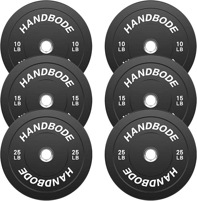 Colored Bumper Weight Plates Olympic Weight Plate Set 2-Inch, 10/15/20/25/35/45/55 lb Barbell Weight Plates Set for Home Gym, Rubber Strength Training Weights Plates for Weight Lifting