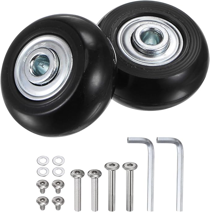 uxcell Replacement Luggage Wheels 40x18mm Suitcase Wheel Repair Kits Include 2 PU Bearing Wheels & Washers, Wrenches & Axle Screw for Trolley Bag, Inline Skate and Caster Board