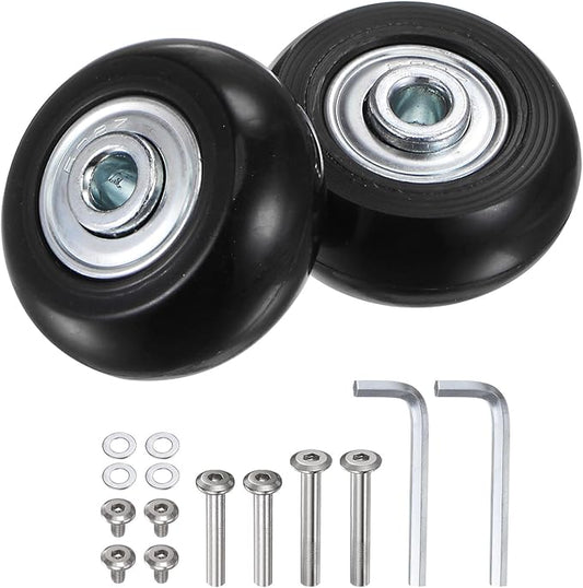 uxcell Replacement Luggage Wheels 40x18mm Suitcase Wheel Repair Kits Include 2 PU Bearing Wheels & Washers, Wrenches & Axle Screw for Trolley Bag, Inline Skate and Caster Board
