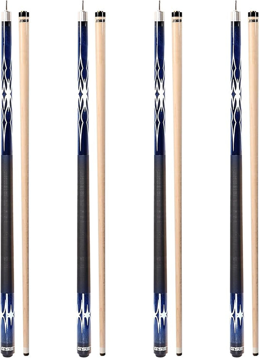 GSE Games & Sports Expert 58" 2-Piece Canadian Maple Hardwood Billiard Pool Cue Sticks for Men/Women, House or Commercial/Bar Use (Several Colors, Weight 18oz, 19oz, 20oz, 21oz Available)