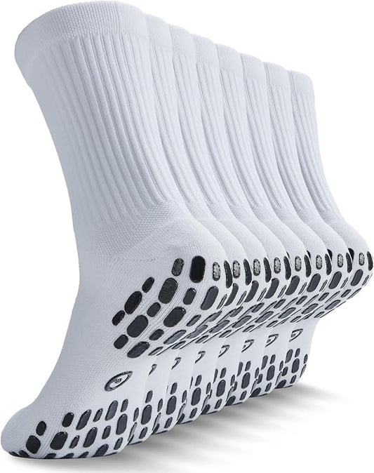 CWVLC Grip Socks Soccer - Cushioned Non-Slip Grippy for Men & Women Athletic - Barre Hospital Sticky Slipper Socks