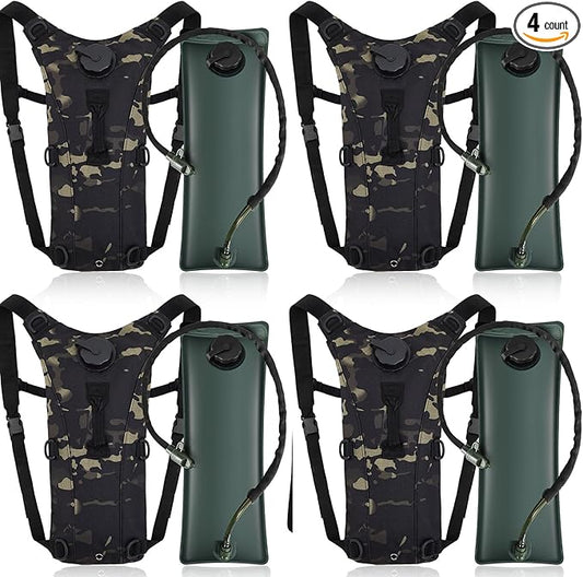 4 Pack Tactical Hydration Backpack with 3L Water Bladder Military Daypack Water Backpack Lightweight Hydration Back Pack for Running Cycling Climbing Hiking for Men Women