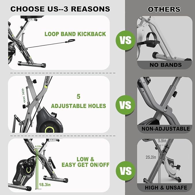 Exercise Bike, 5 in 1 Foldable Stationary Bike for Seniors, 16-Level Adjustable Magentic Resistance, Indoor Workout Bike with 330LB Capacity, Comfortable Seat Backrest X-bike