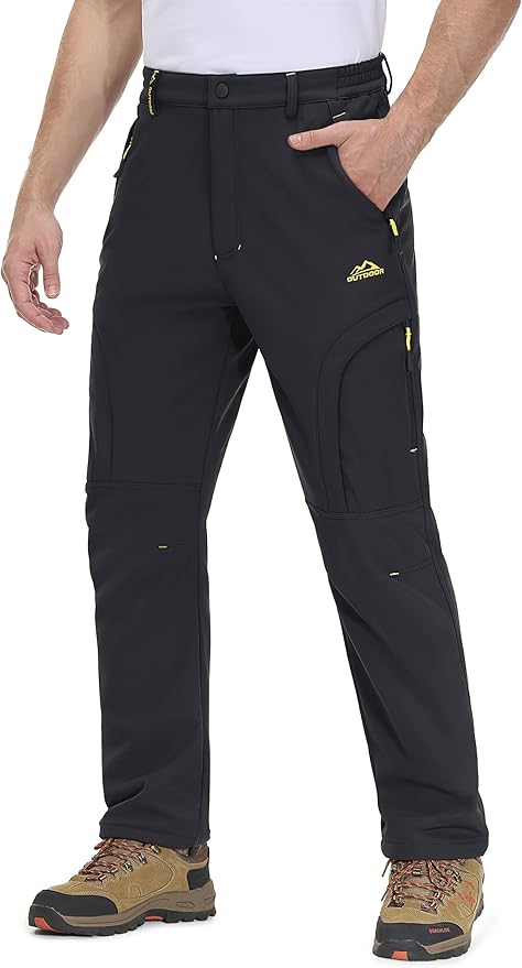 MAGCOMSEN Snow Pants for Men Water Resistant Fleece Lined 5 Zipper Pockets Winter Snowboard Hiking Insulated Ski Pants